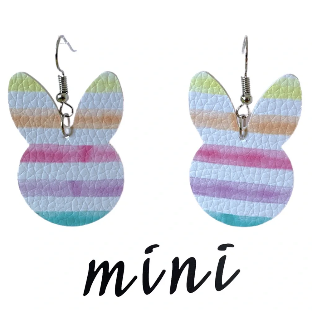🖤Pick Any 3 for $12🖤 Mini Faux Leather Teardrop Earrings Bunny - Picture 1 of 6